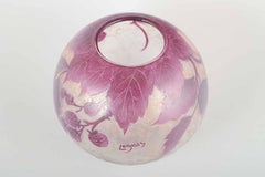 Légras, France. Art Nouveau art glass vase with leaves and flowers, 1930s.
