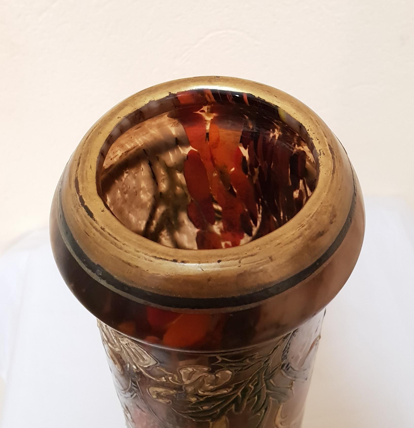 Legras France Art Nouveau Glass Coloured Arabian Tulip Form Vase Signed, 1890s 2