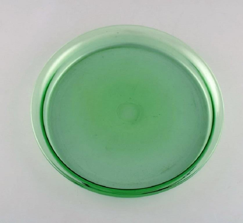 Début du 20ème siècle Service à liqueur Cabarat Cigogne en verre d'art soufflé à la bouche vert Legras, France en vente
