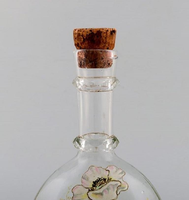 Art Nouveau Legras, France. Carafe with Hand Painted Enamel Decoration in Art Glass For Sale