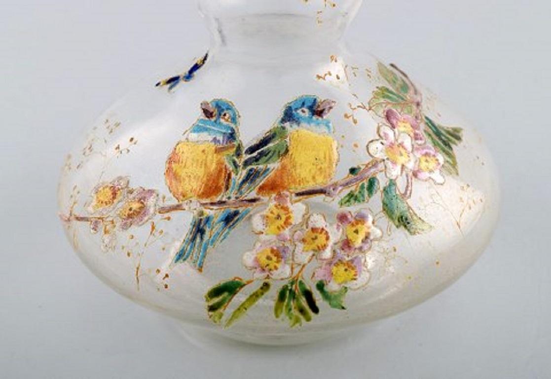 Art nouveau Legras:: France:: Carafe avec décoration en émail peint à la main en verre d'art en vente