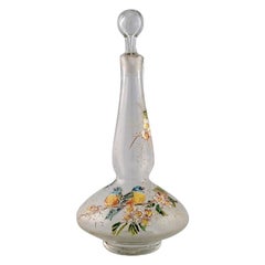 Legras, France, Carafe with Hand Painted Enamel Decoration in Art Glass