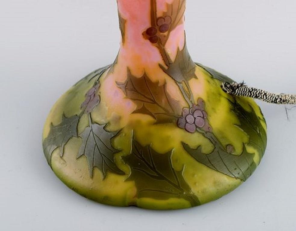 French Legras, France, Large Art Nouveau Table Lamp in Art Glass, Early 20th C. For Sale