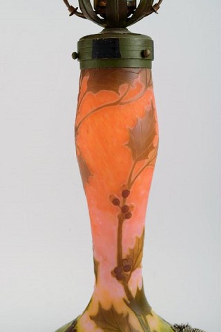 Legras, France, Large Art Nouveau Table Lamp in Art Glass, Early 20th C. In Excellent Condition For Sale In Copenhagen, DK