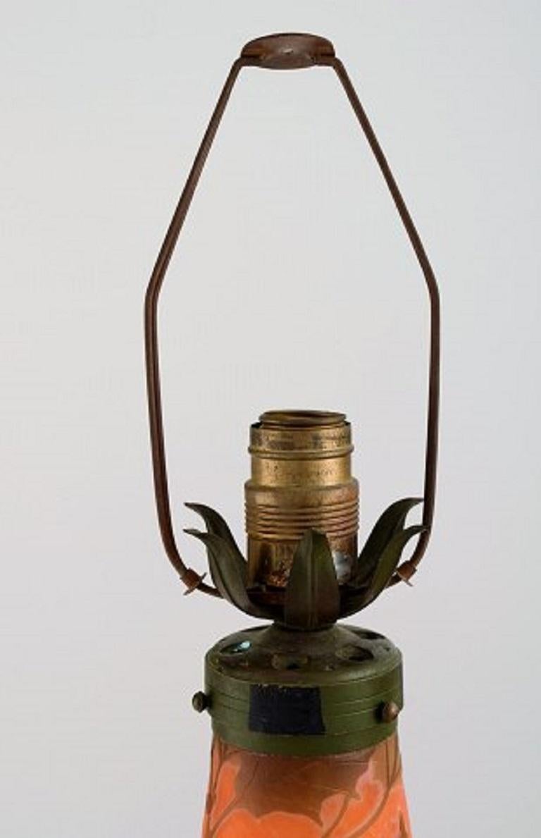 Legras, France, grande lampe de bureau Art nouveau en verre d'art, début du 20e siècle Excellent état - En vente à Copenhagen, DK
