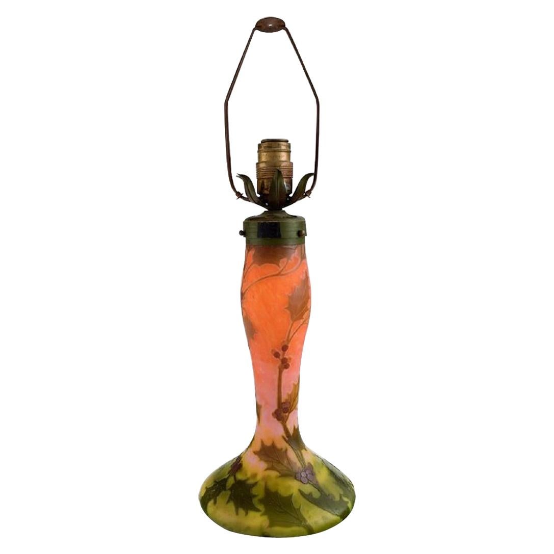 Legras, France, Large Art Nouveau Table Lamp in Art Glass, Early 20th C. For Sale