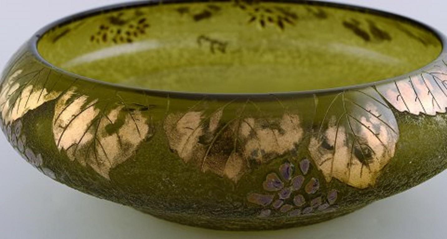 Legras, France, Large Bowl in Mouth Blown Art Glass with Foliage, circa 1920 In Good Condition In Copenhagen, DK