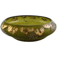 Legras, France, Large Bowl in Mouth Blown Art Glass with Foliage, circa 1920