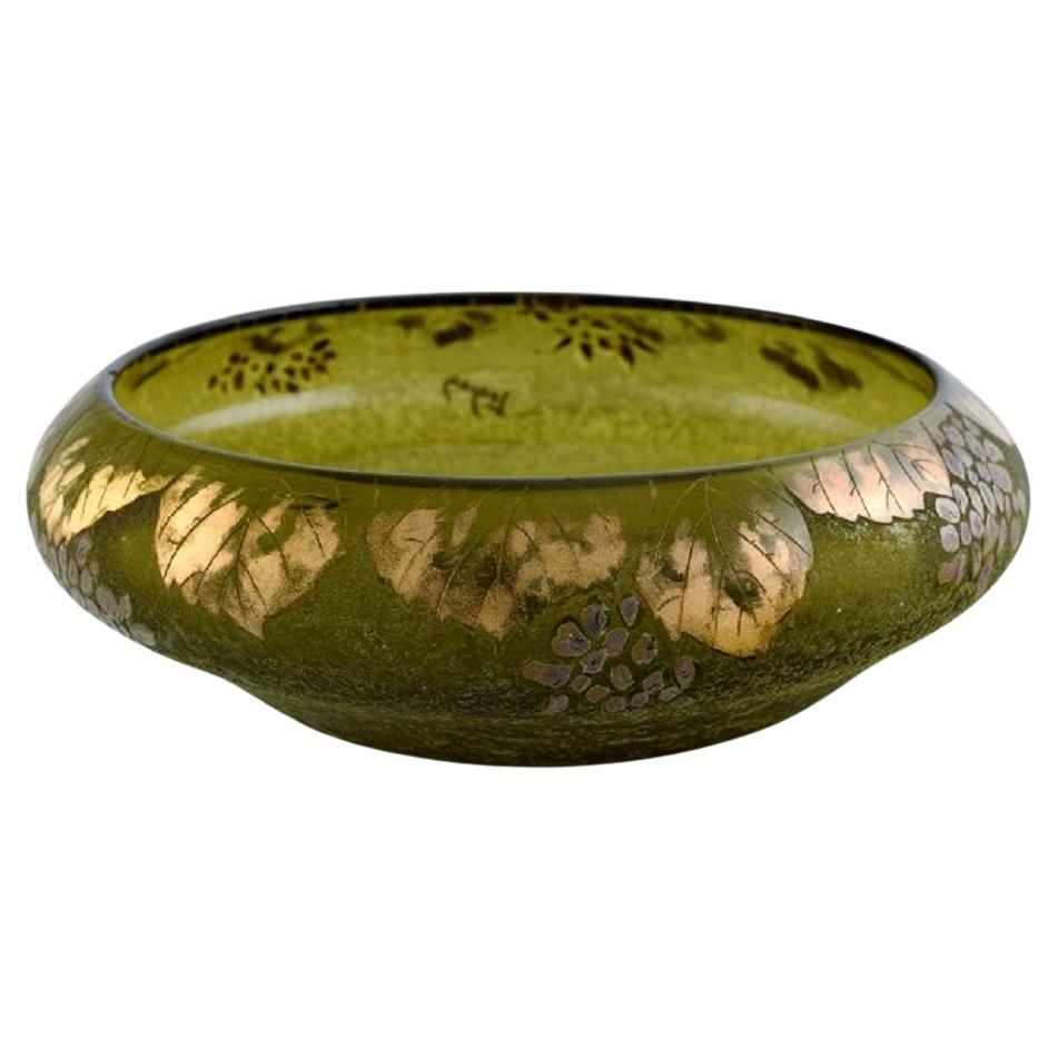 Grand bol en verre d&amp;#39;art soufflé à la bouche avec feuillage Legras ...