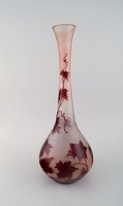 Legras, France, Large Vase in Red and Frosted Art Glass in Violet Tones, 1920s
