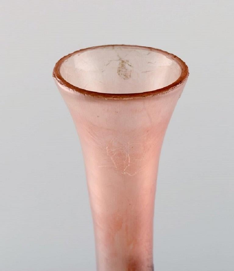Legras, France, Large Vase in Red and Frosted Art Glass in Violet Tones, 1920s In Excellent Condition In Copenhagen, DK