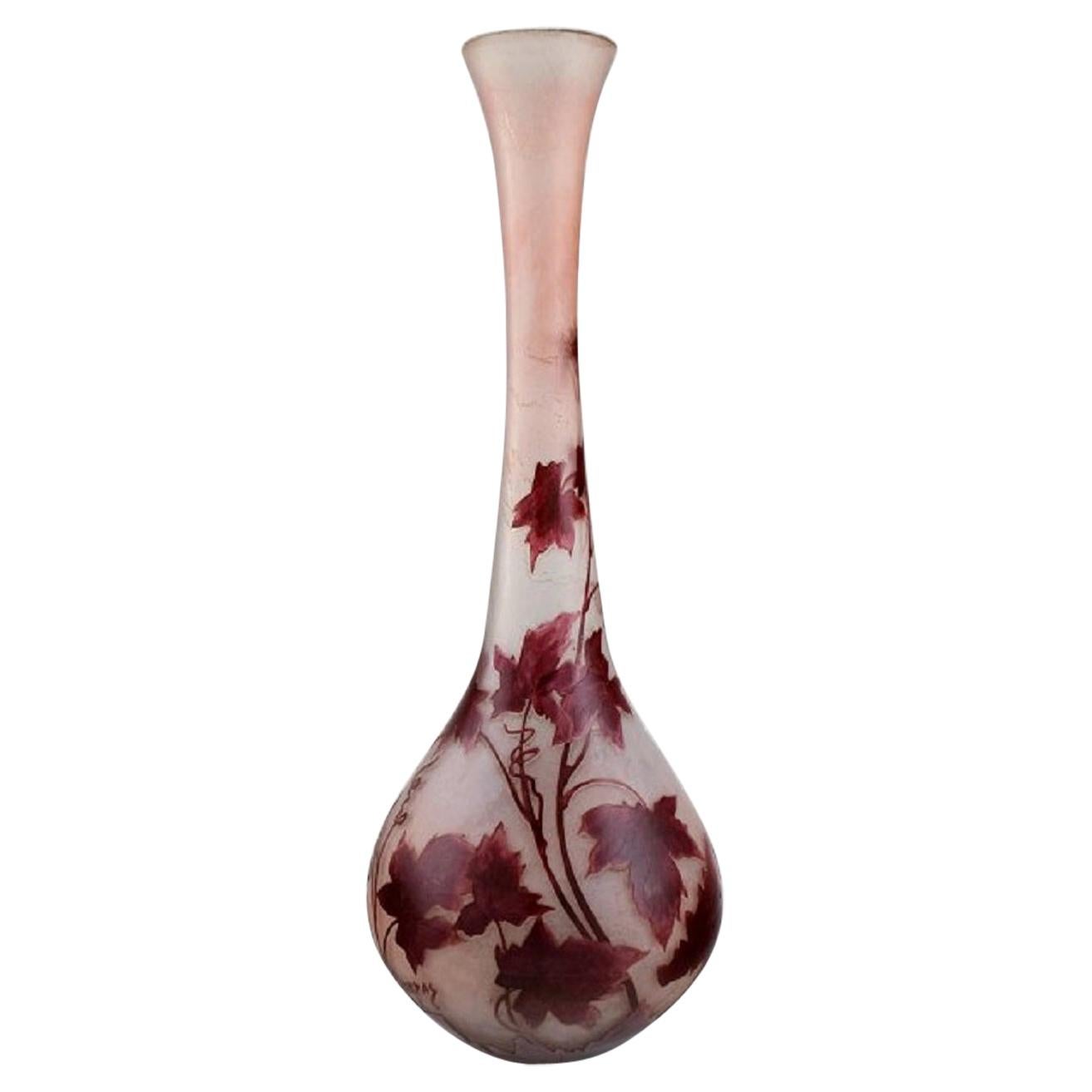 Legras, France, Large Vase in Red and Frosted Art Glass in Violet Tones, 1920s
