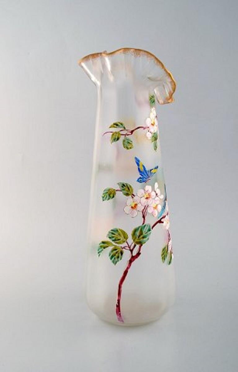 Art Nouveau Legras, France, Large Vase with Hand Painted Enamel Decoration in Art Glass