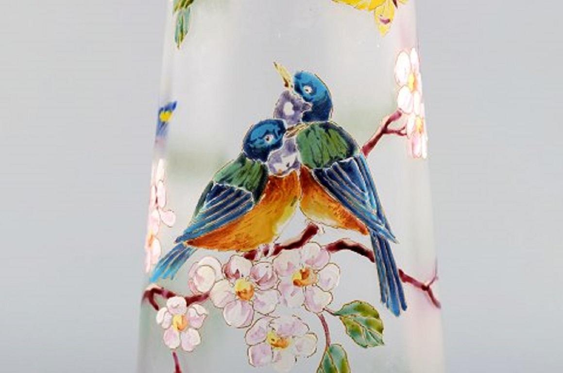 Legras, France, Large Vase with Hand Painted Enamel Decoration in Art Glass In Good Condition In København, Copenhagen