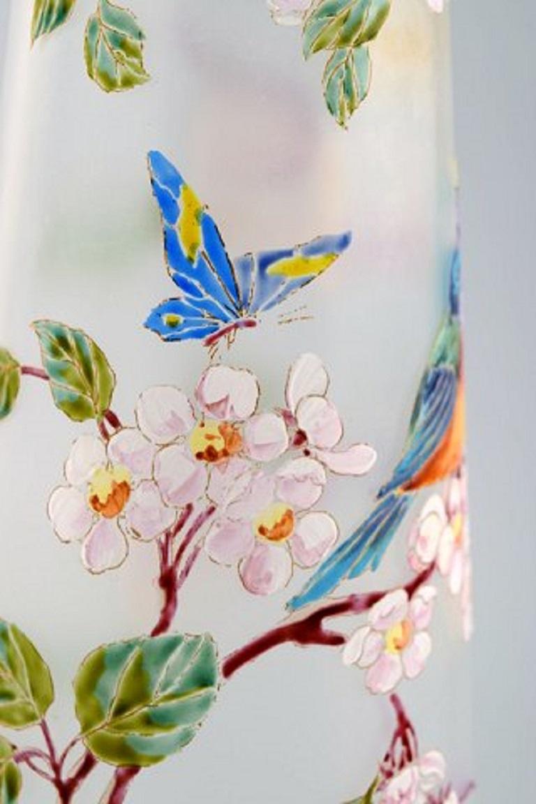 Legras, France, Large Vase with Hand Painted Enamel Decoration in Art Glass 1