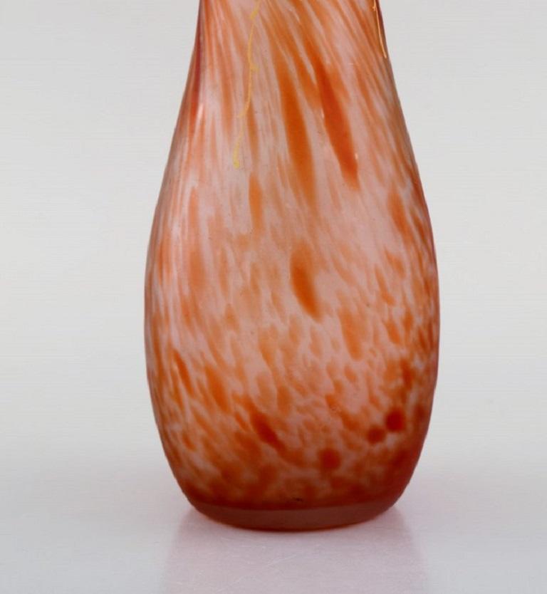 Mid-20th Century Legras, France, Two Vases in Mouth-Blown Art Glass with Gold Decoration For Sale