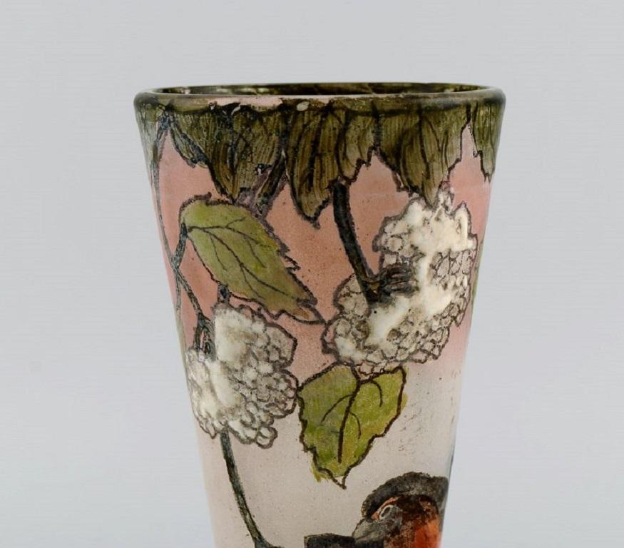 Legras, France, Unique Vase in Mouth-Blown Art Glass with Bird Motif 2