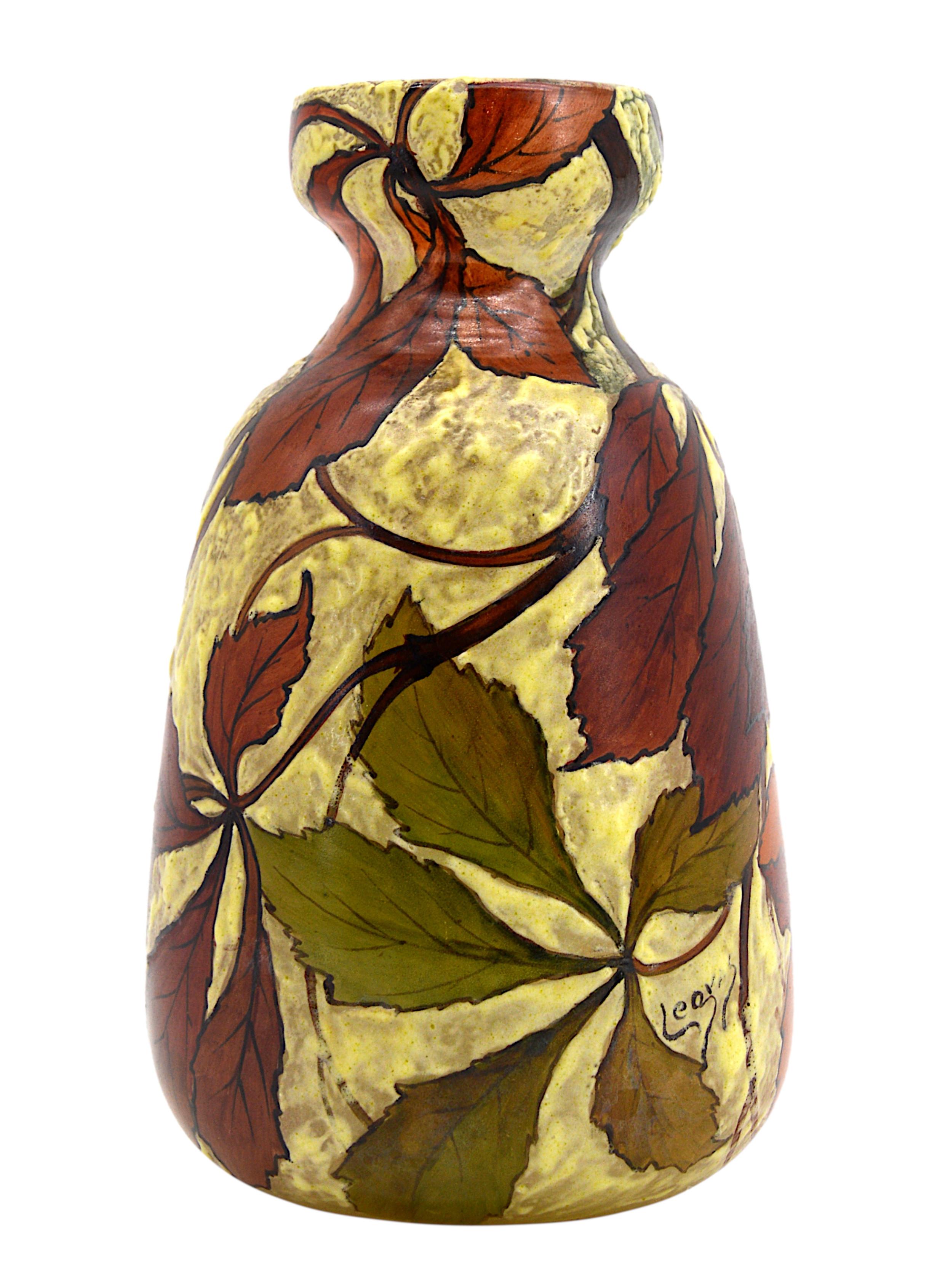 Legras Jarrón esmaltado Art Nouveau francés, Principios del siglo XX Francés en venta