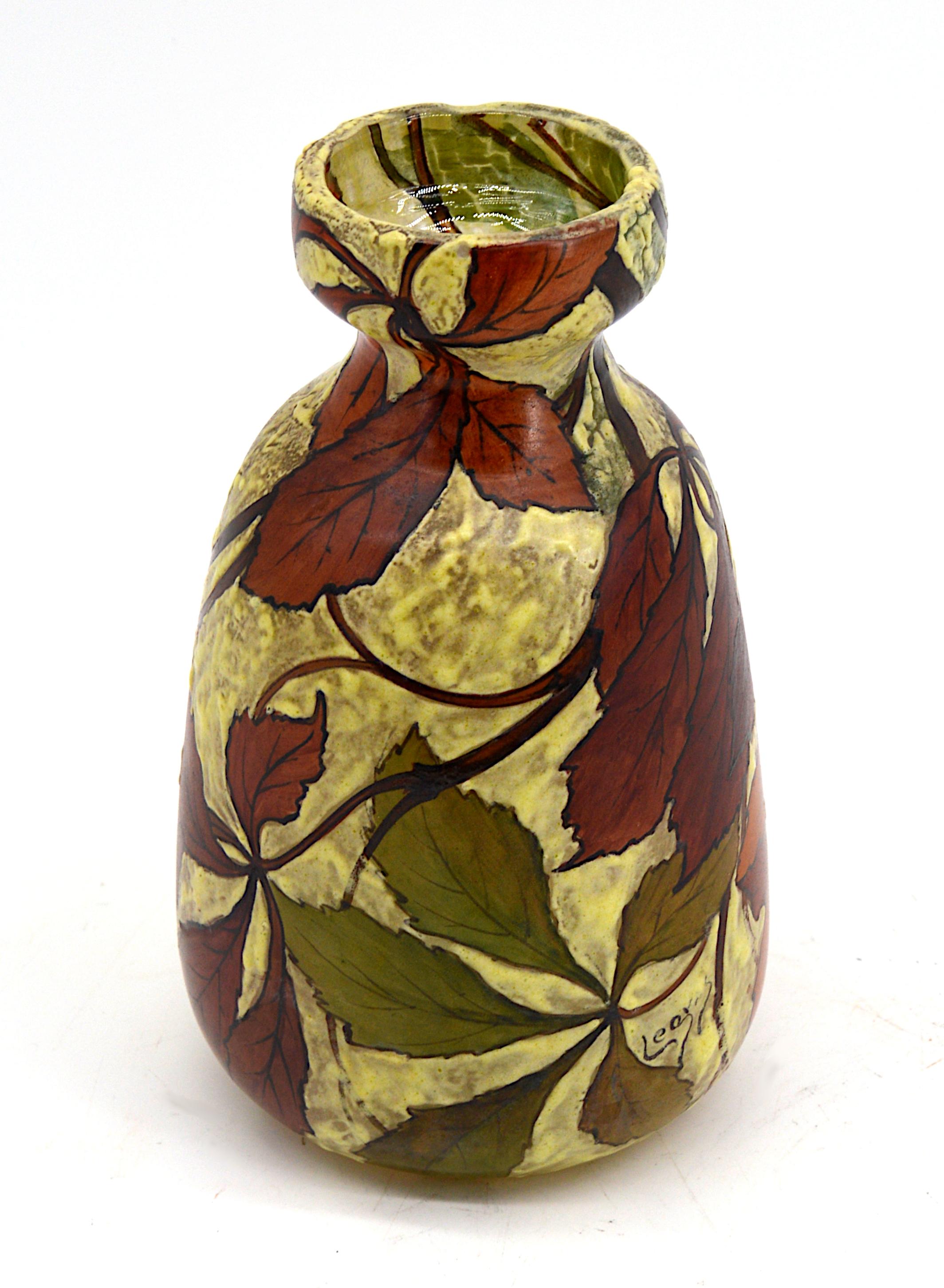 Early 20th Century Legras French Art Nouveau Enameled Vase, Early 1900s For Sale