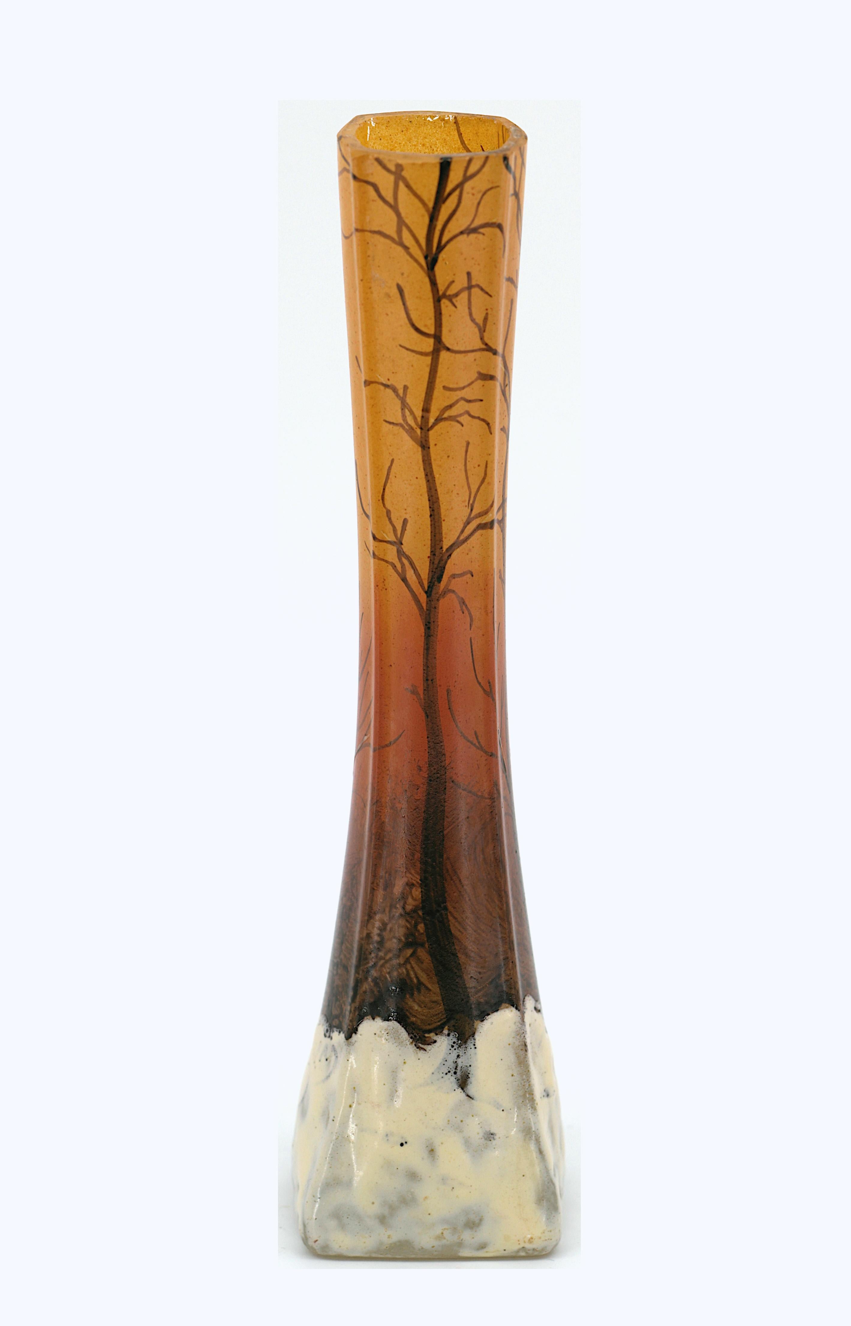 Francese Vaso a fiore singolo francese smaltato LEGRAS, 1900 in vendita