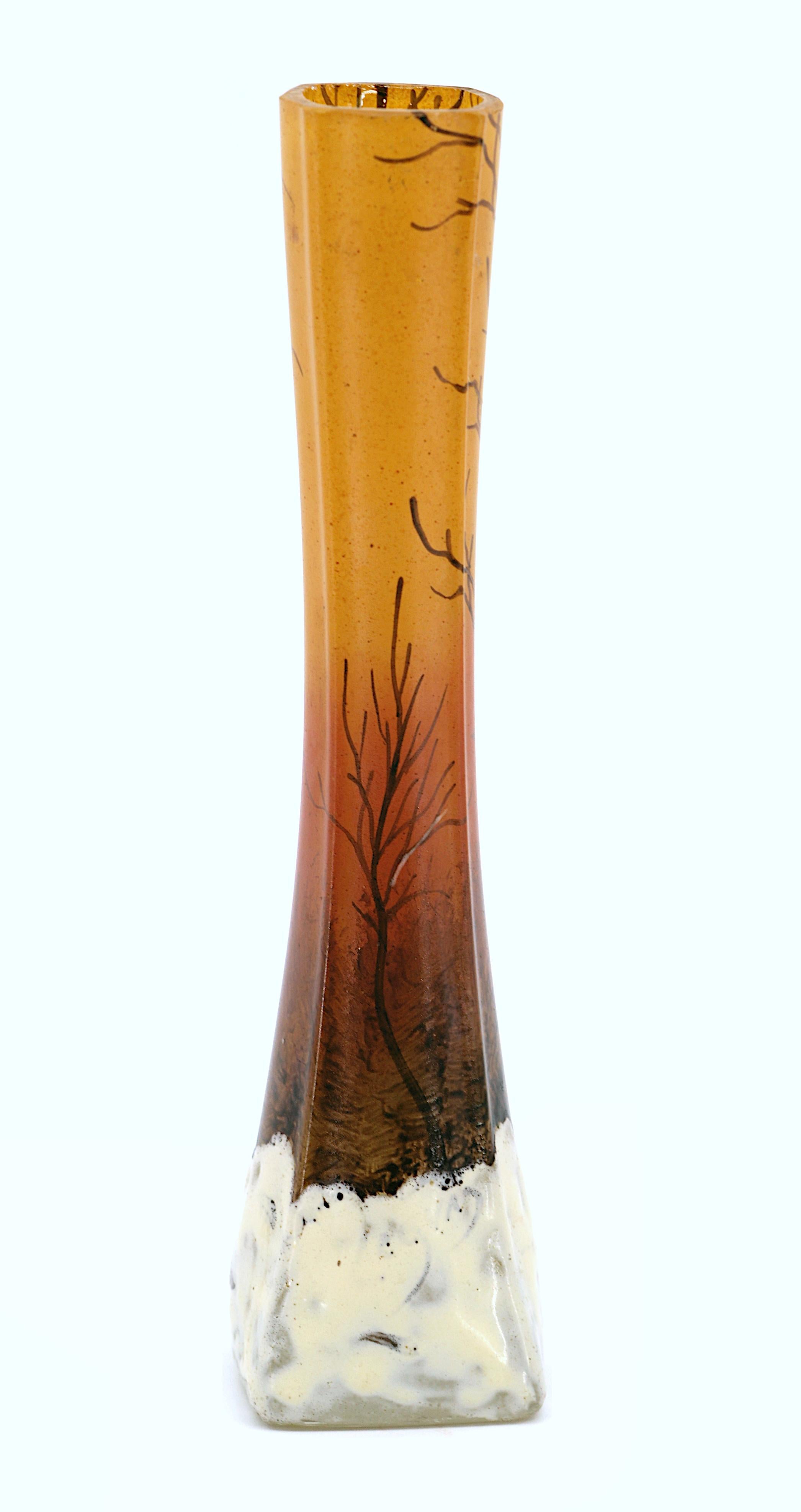 Smaltato Vaso a fiore singolo francese smaltato LEGRAS, 1900 in vendita
