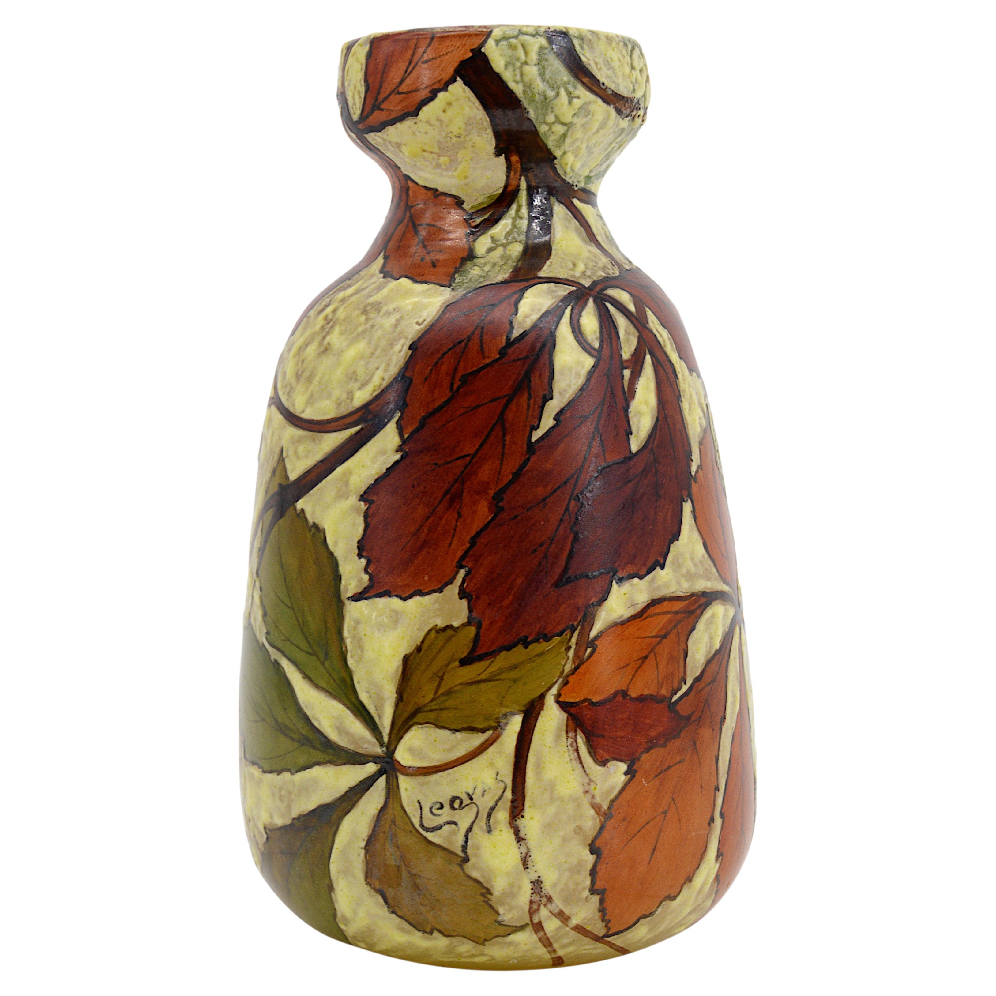 Legras French Art Nouveau Enameled Vase, Early 1900s