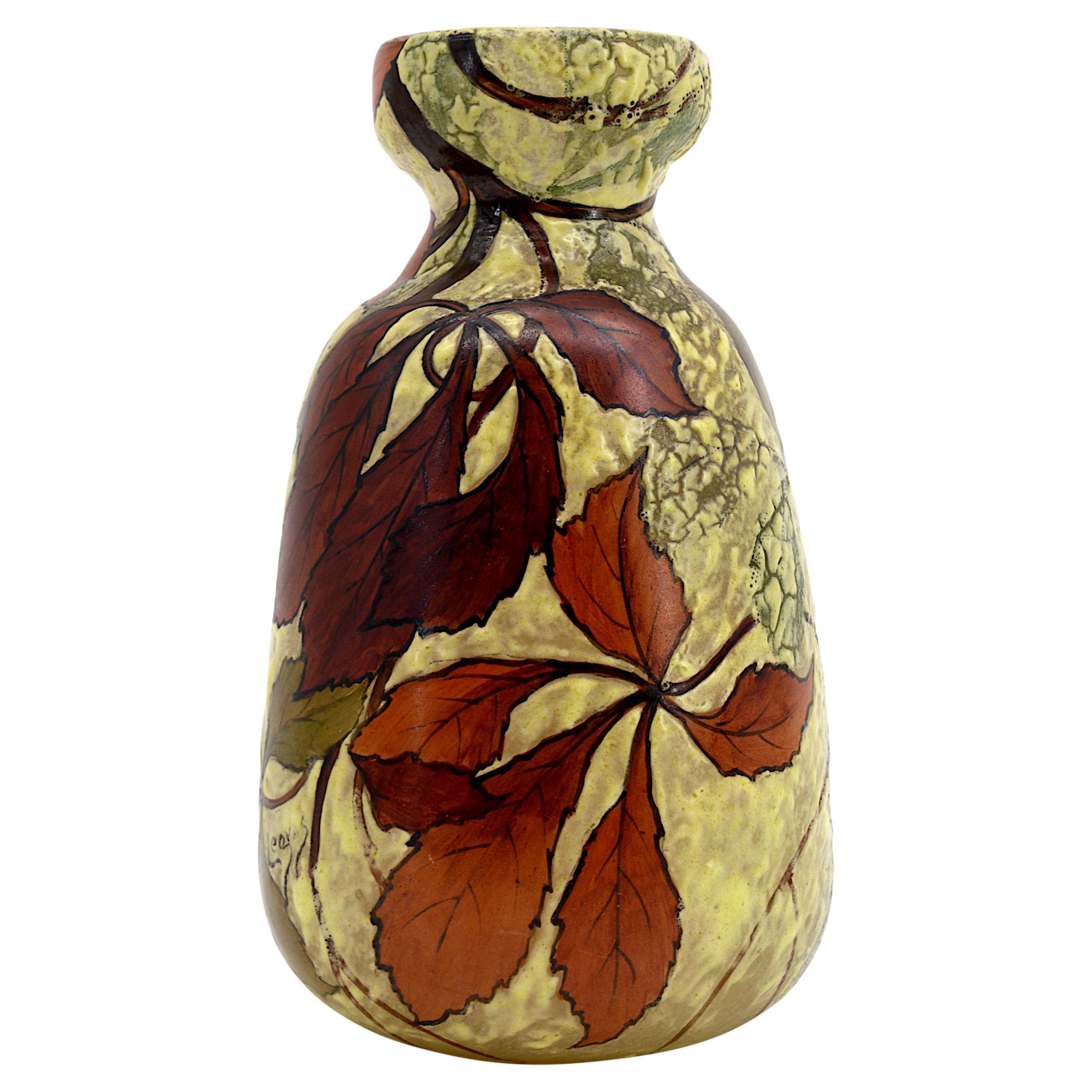 Legras French Art Nouveau Enameled Vase, Early 1900s