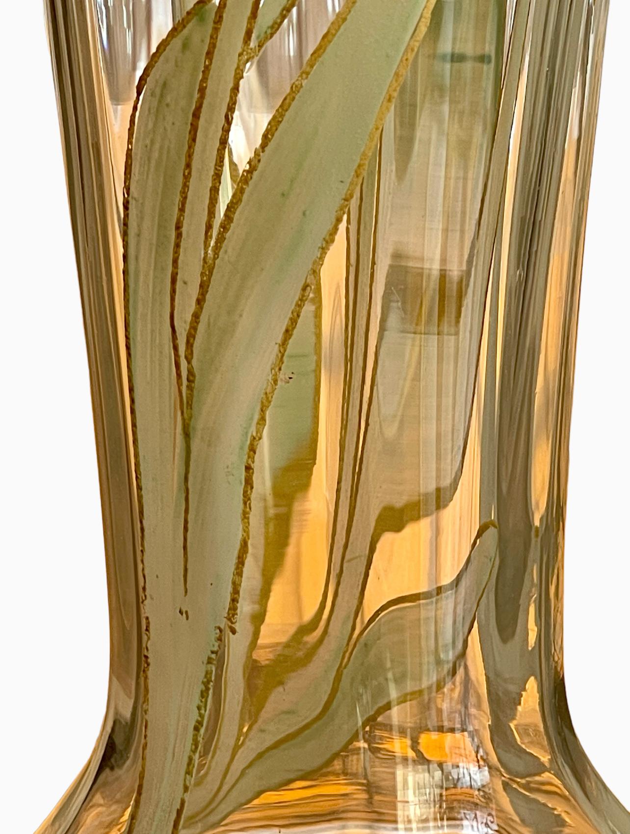 LEGRAS - Paire de vases en cornet avec iris - Art Nouveau  en vente 1