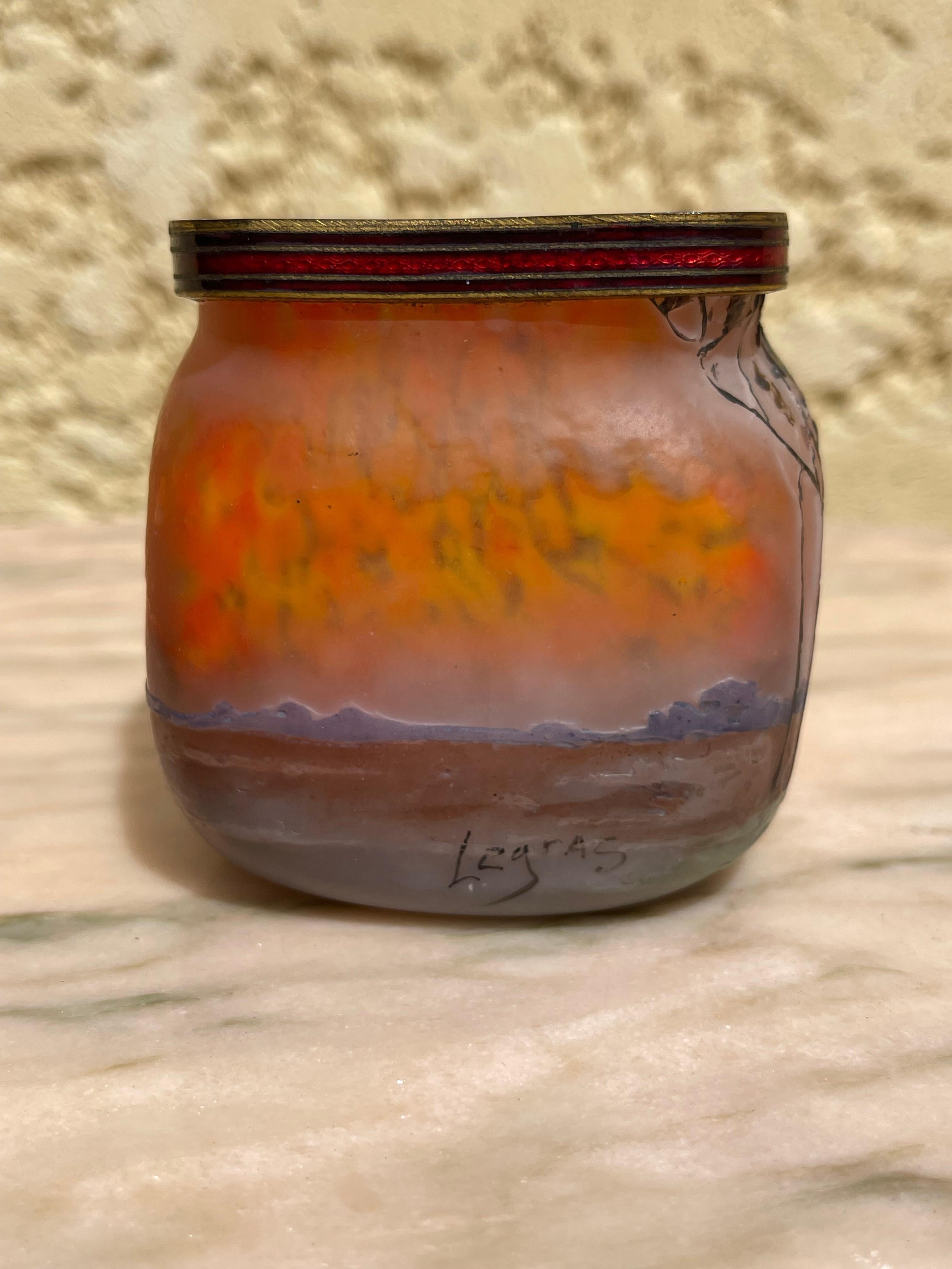 Art Glass Legras Vase, Art Nouveau Style, XXth century For Sale