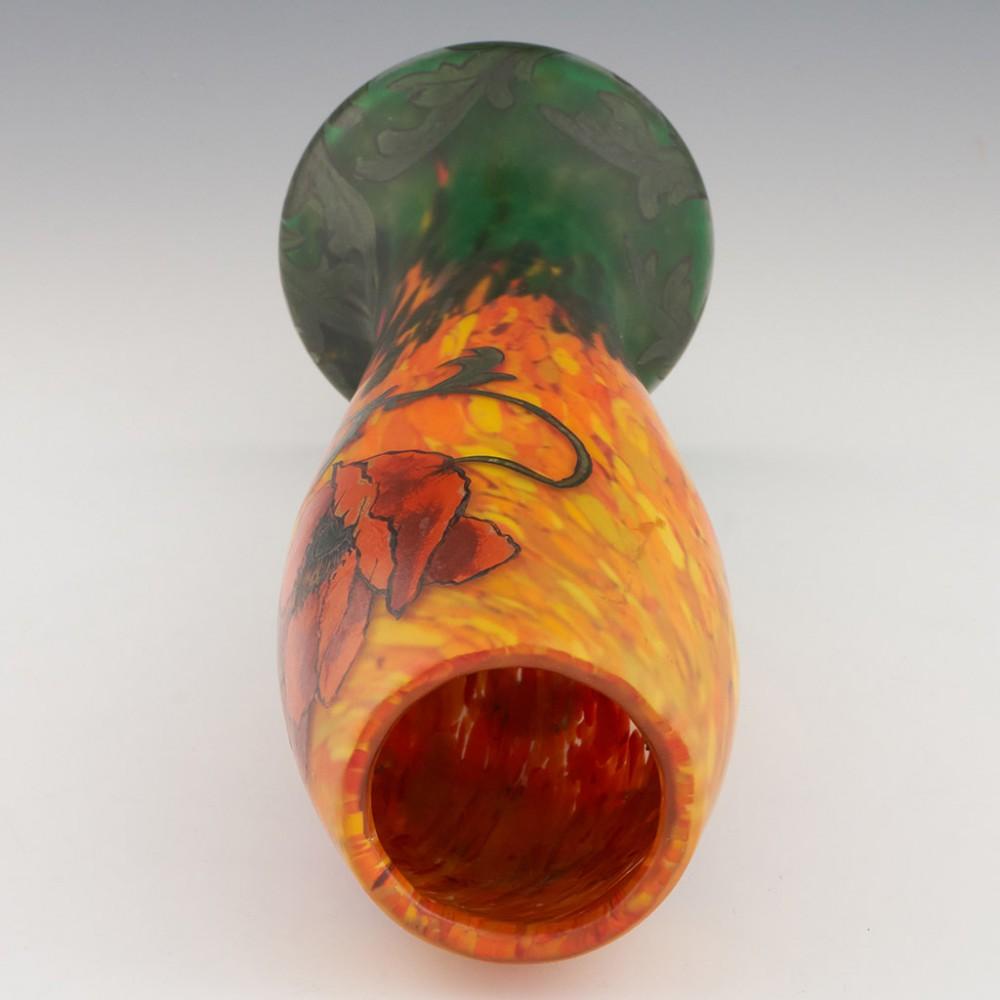 Blown Glass Legras Vase or Lamp Base with Enamelled c1920
