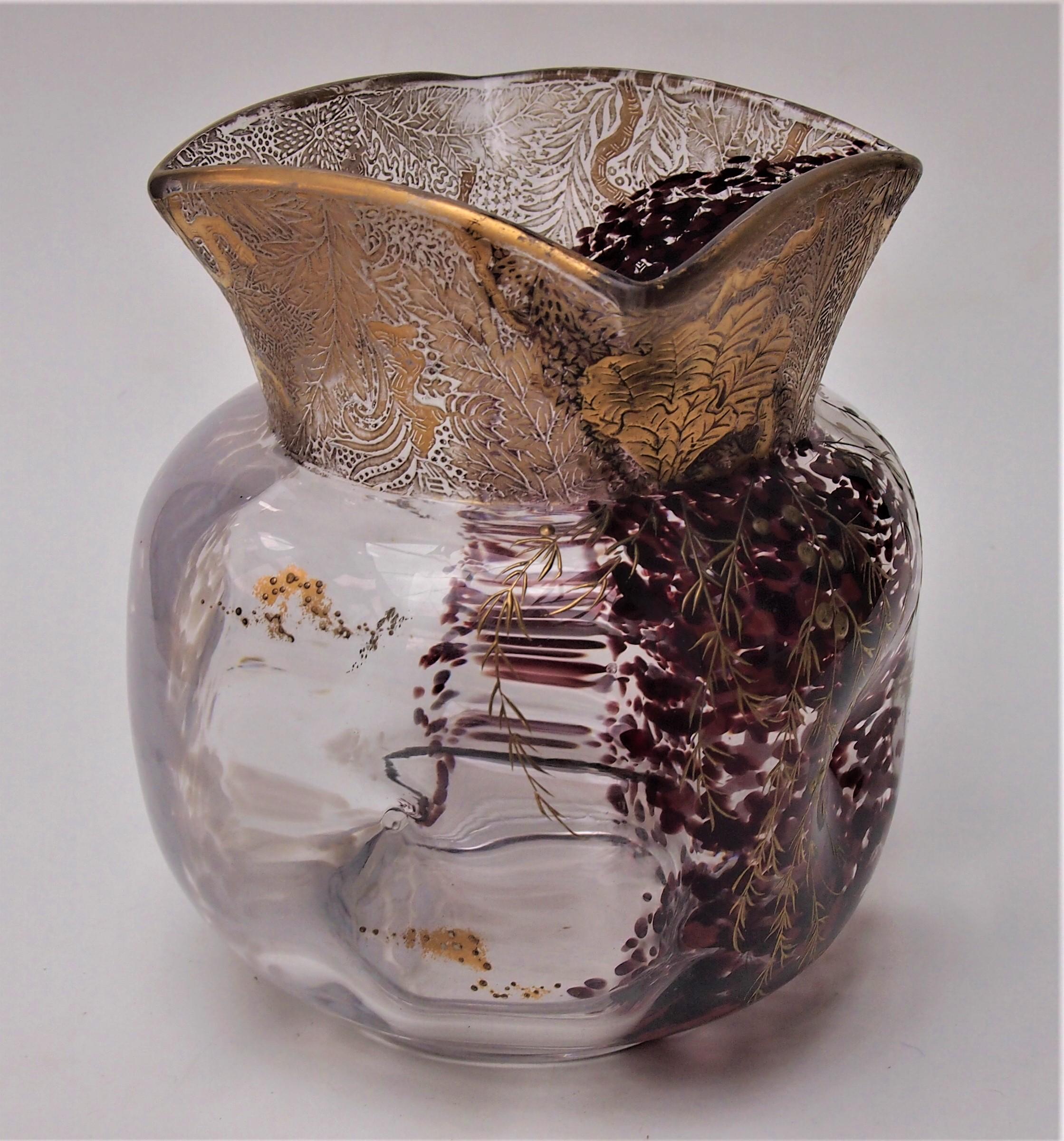 French Legras Vase White, Clear, Red from a Series Launched at the Paris 1900 Expo For Sale