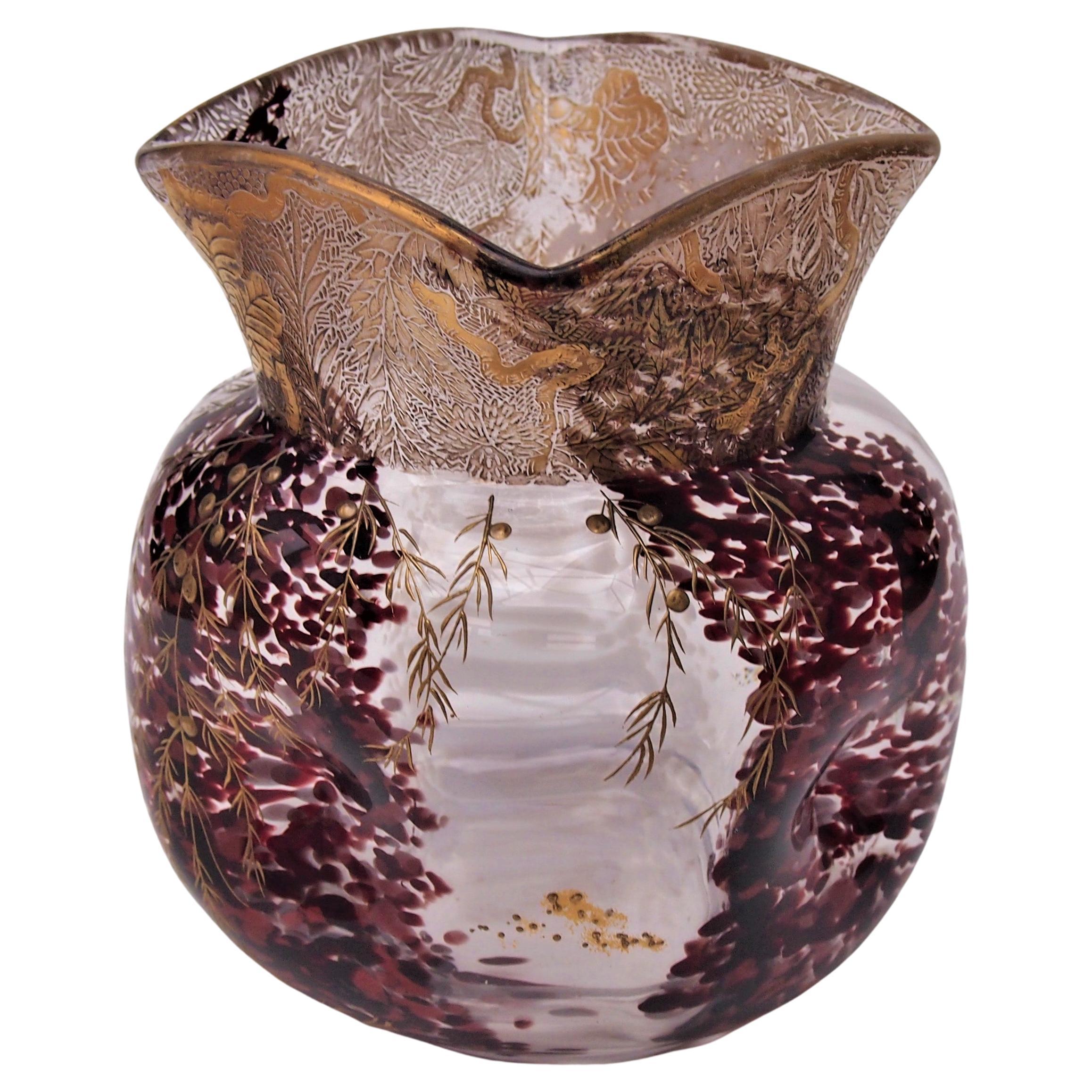 Legras Vase White, Clear, Red from a Series Launched at the Paris 1900 Expo For Sale