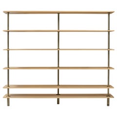 Legs Bookshelves in Natural Oak and Brown Burnished Brass by Paolo Rizzatt