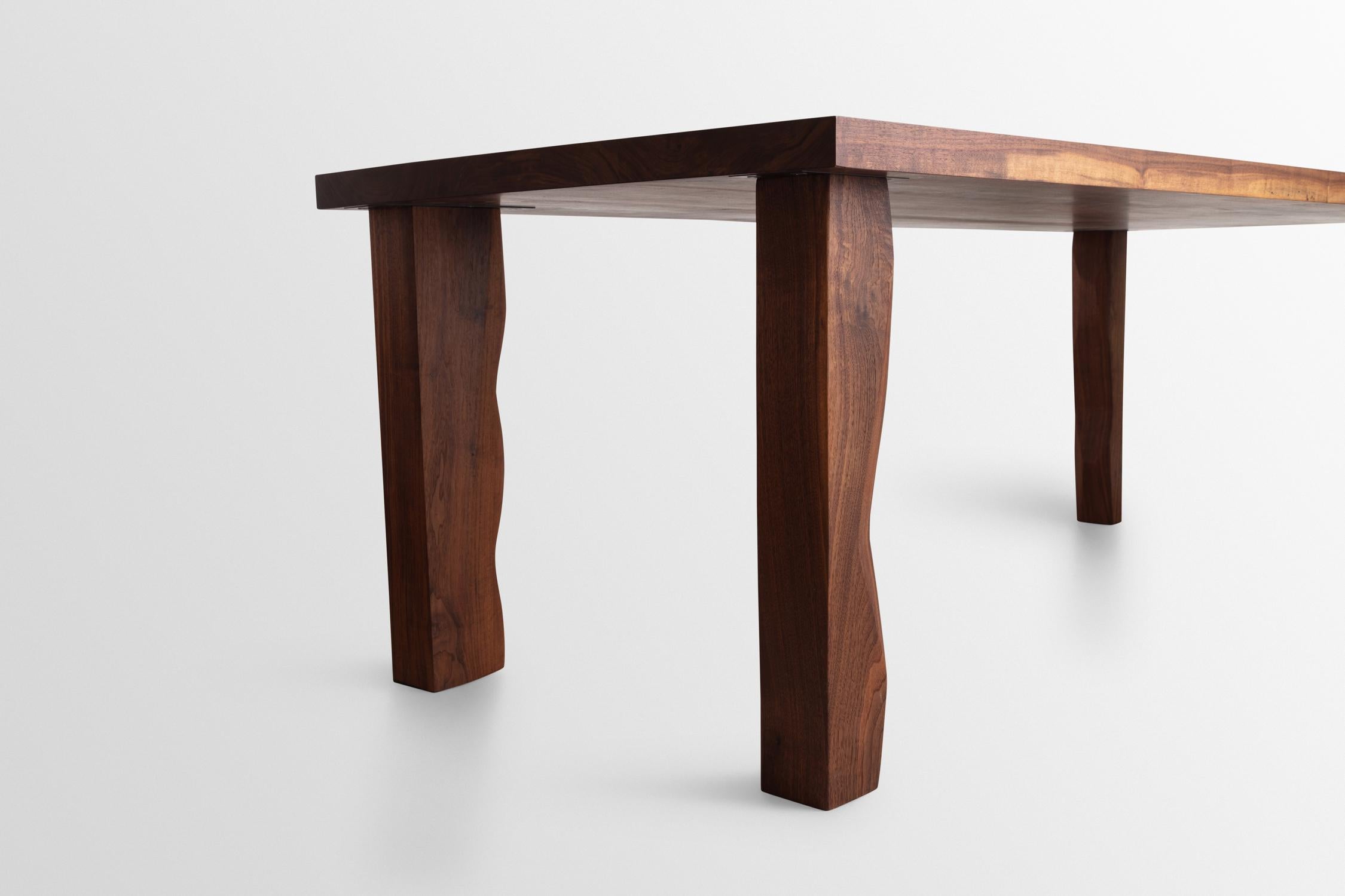Modern Legs Handcarved Walnut Dining Table For Sale