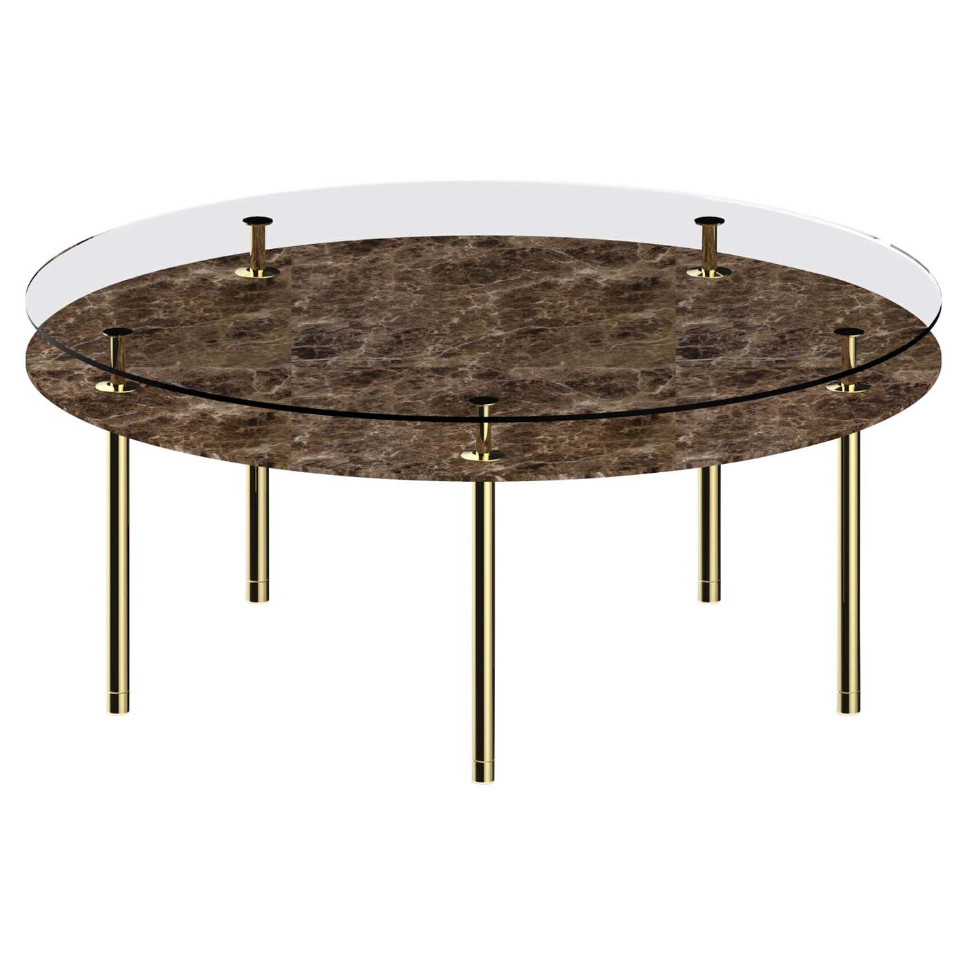 Emperor Table Legs Large Round Dining Table with Emperador Dark Marble Top and ...