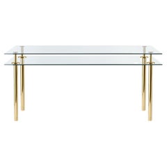 Mittelgroßer rechteckiger Tisch mit Beinen aus Kristall und poliertem Messing von Paolo Rizzato