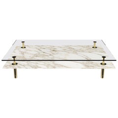 Legs Small Coffee Table with Calacatta Gold Marble Top and Polished Brass