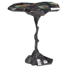 Leh Bronze Side Table Large in Brass & Semi Precious Stone, Viya by Vikram Goyal