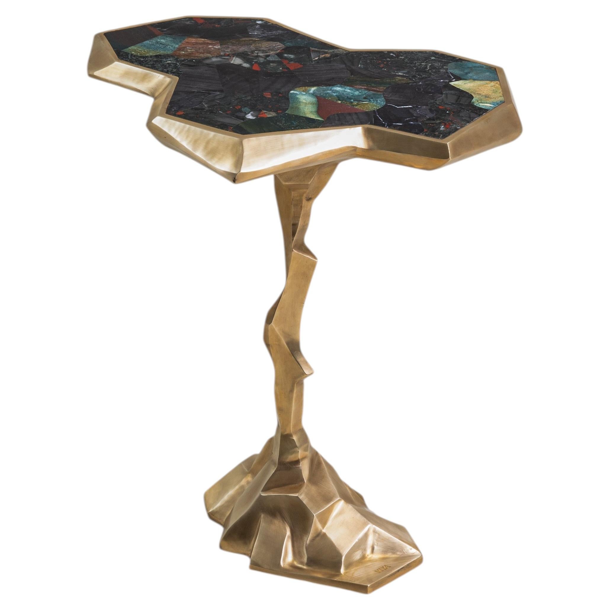Contemporary side table, Leh Large in brass, Viya by Vikram Goyal For Sale