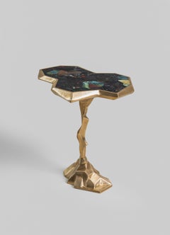 Leh Side Table Large in Brass with Semi Precious Stones, Viya by Vikram Goyal