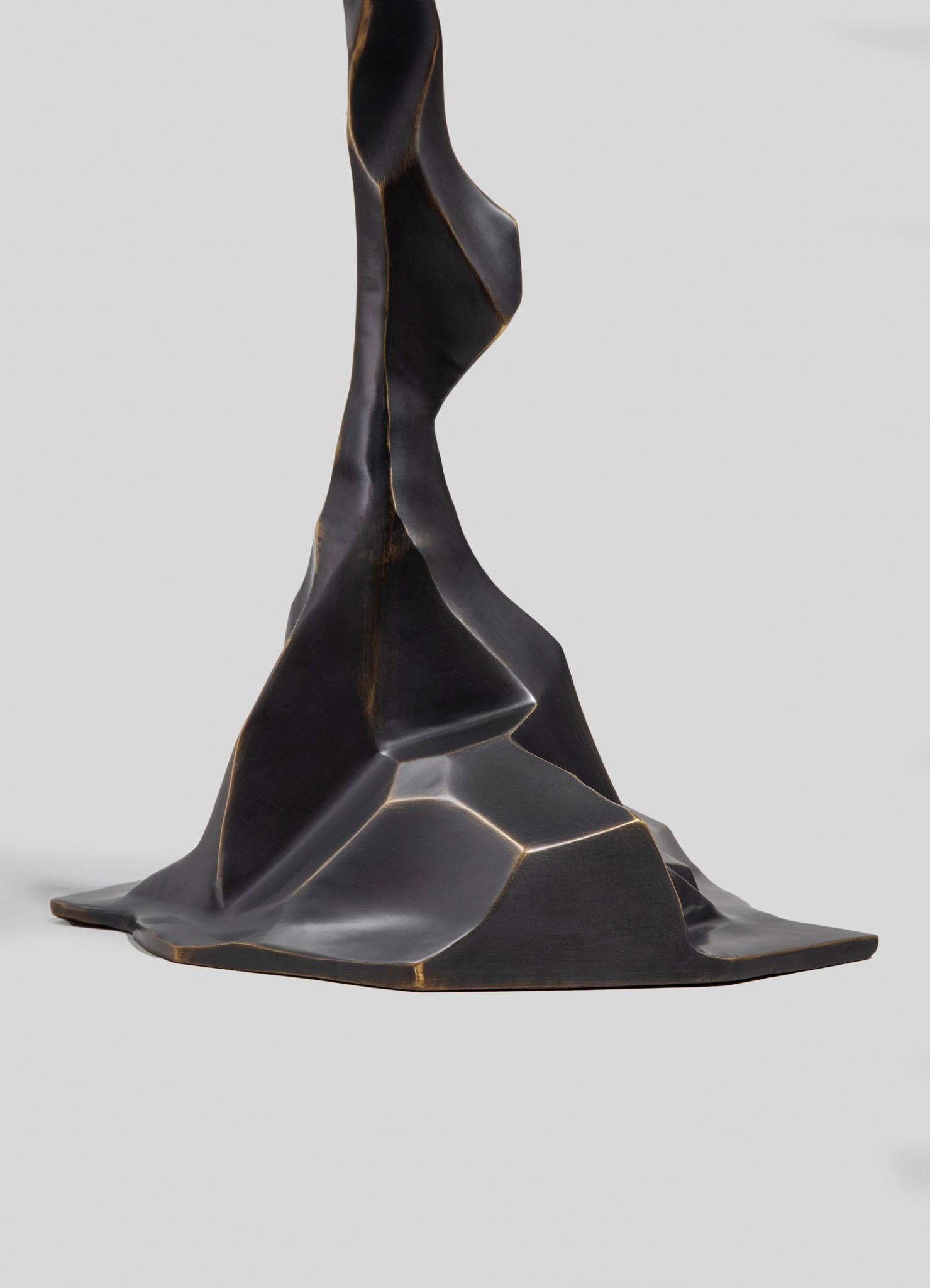 Cast Leh Side Table Tall in Brass with Semi Precious Stones, Viya by Vikram Goyal For Sale