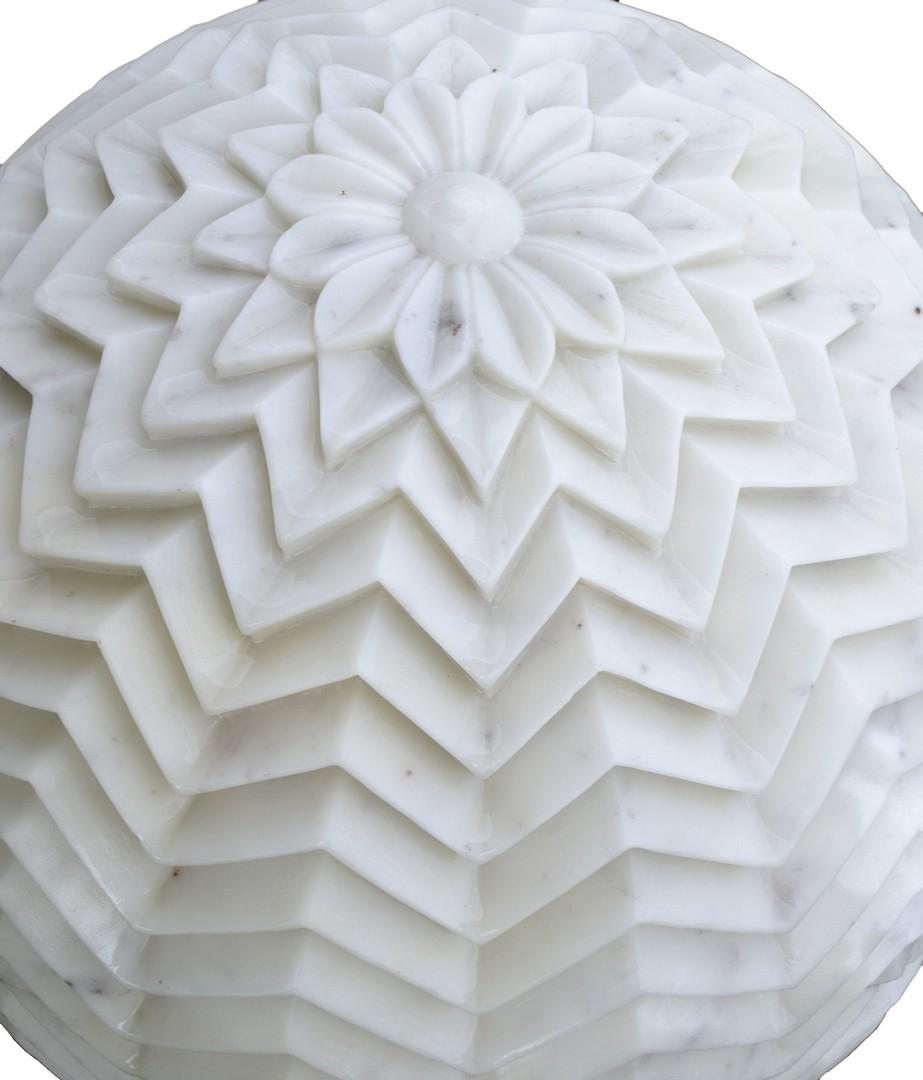 Contemporary Lehariya Cone Globe in White Marble 18