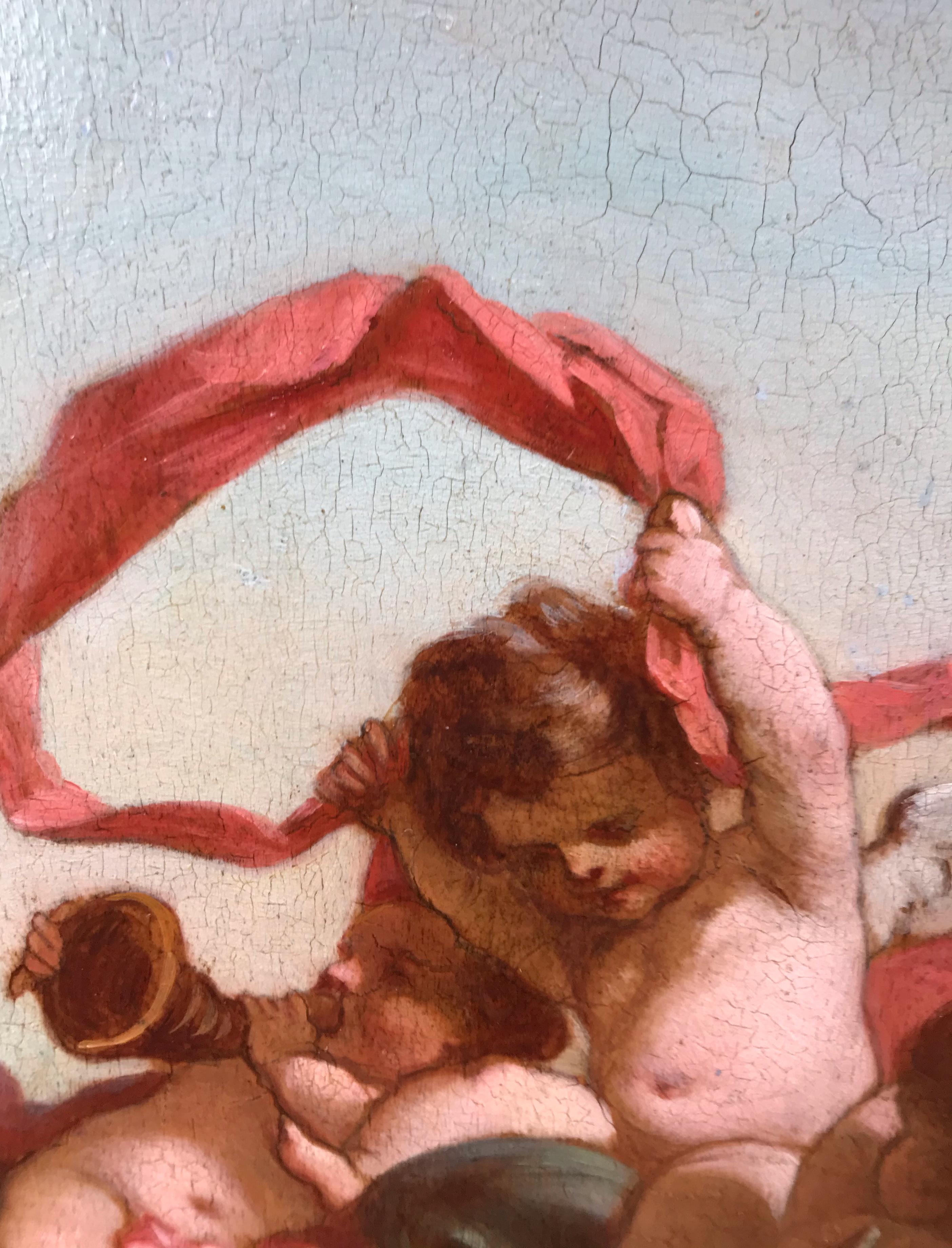Mathilde LEHAUT (1816- nc)
Putten Musikanten in ovalem Paar
Zwei Öle auf Holz signiert niedrig
Gerahmt von Gault (Paris) - Blattgold
Abgedunkelte Holzplatte (je) : 27 X 23 cm
Abmessung Rahmen (pro Stück) : 37 X 32 cm

Mathilde LEHAUT (1816-