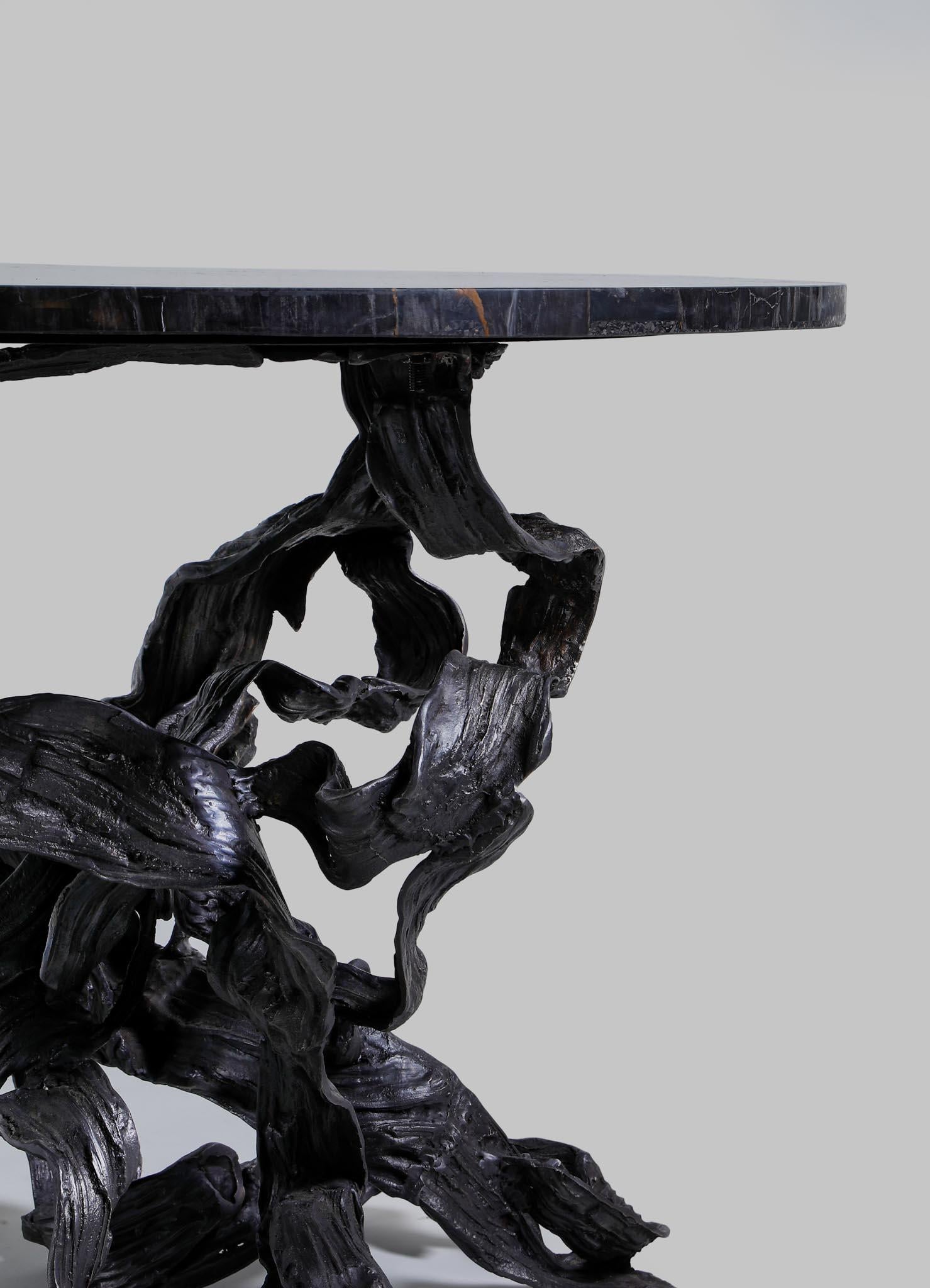 Leher Foyer Table in Brass & Semi Precious Overlay Top, Viya by Vikram Goyal In New Condition For Sale In Noida, DL