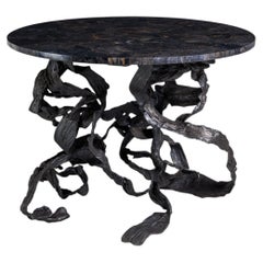 Leher Foyer Table in Brass & Semi Precious Overlay Top, Viya by Vikram Goyal