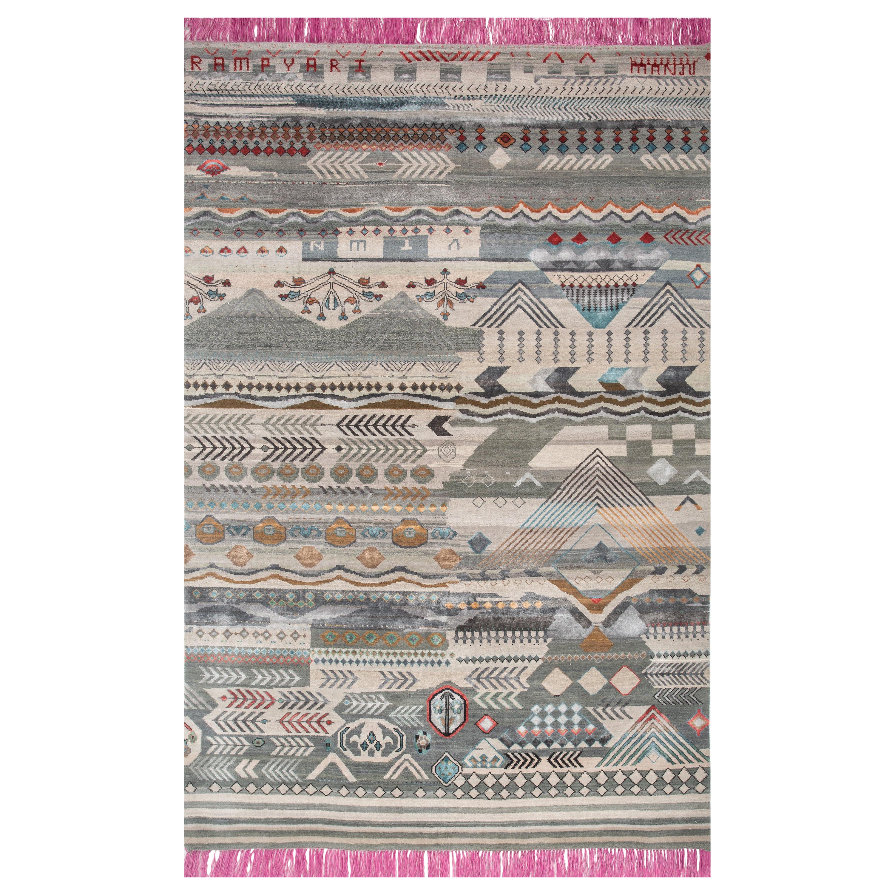 Leher-Leher Medium Blau & Liquorice 200X300 cm Handgeknüpfter Teppich in Blau & Likör im Angebot