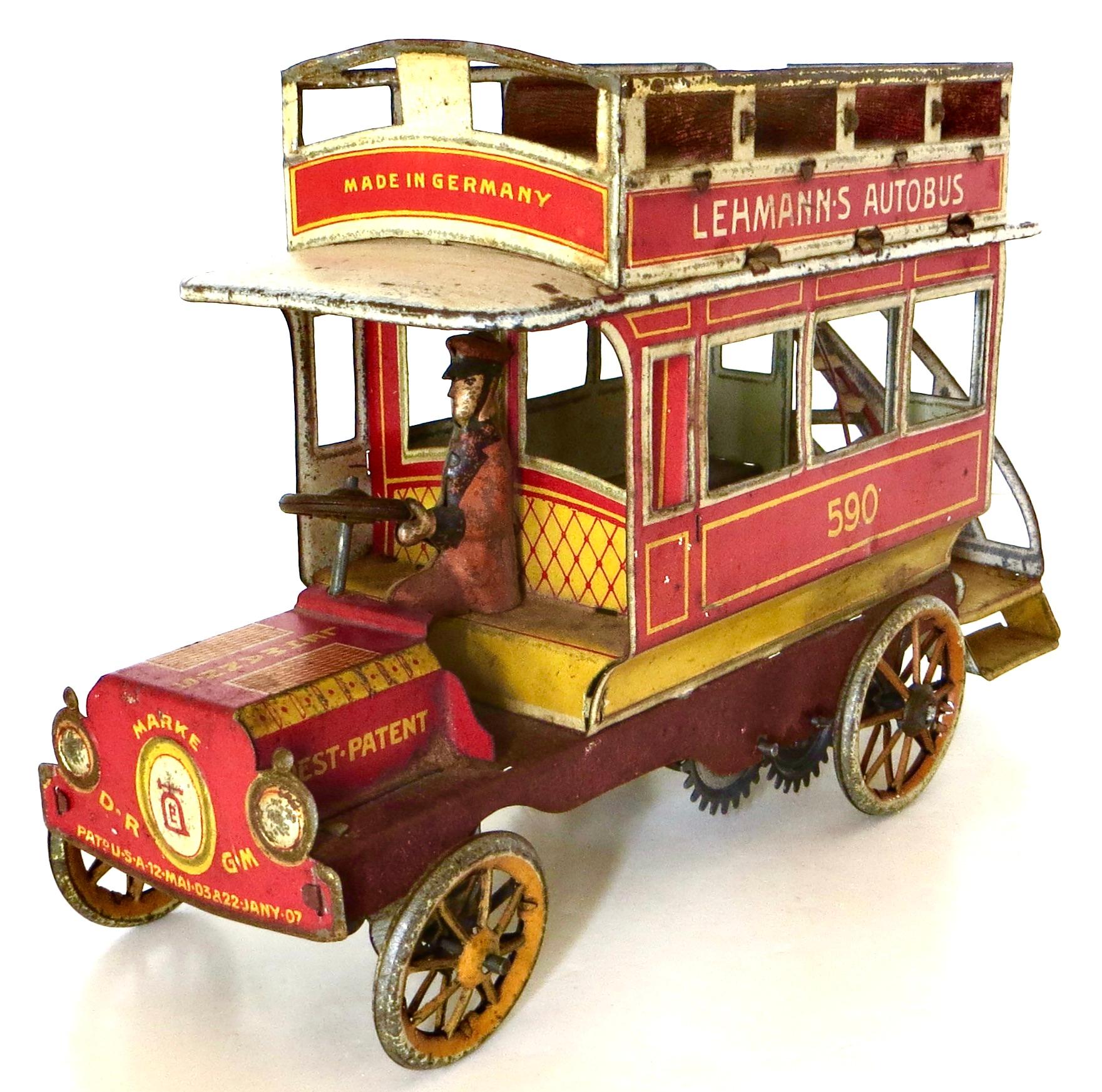 Allemand Jouet à remontoir allemand Lehman Autobus d'Ernest Paul Lehman Company, vers 1903 en vente