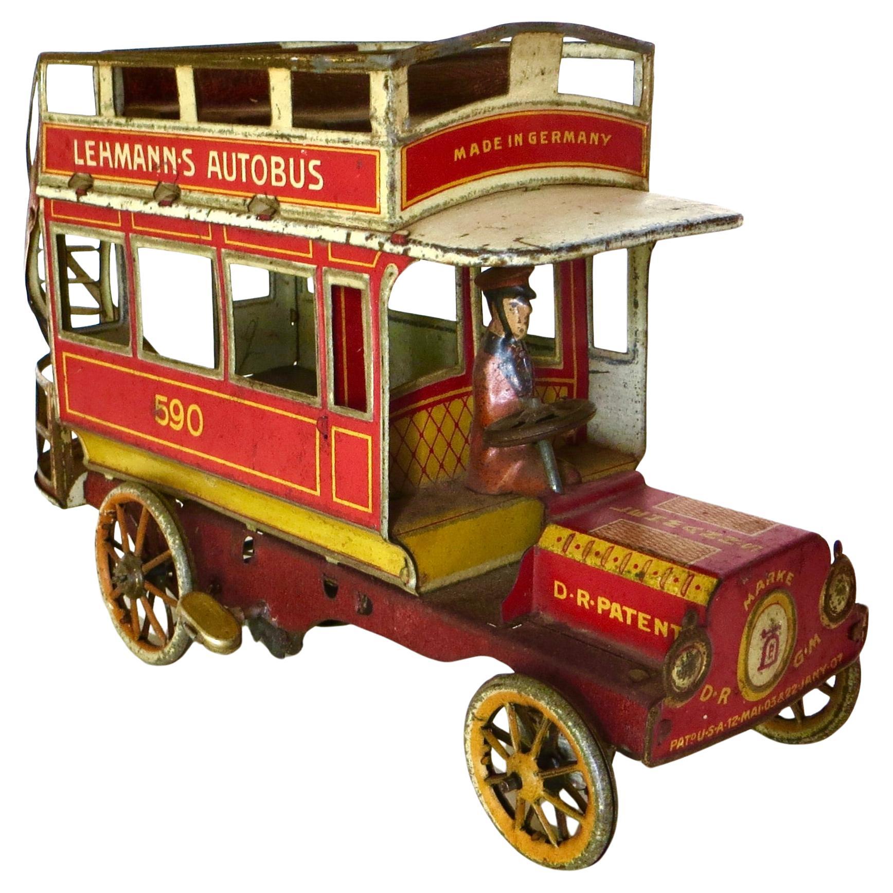 "Autobús Lehman" Juguete alemán de cuerda de la Ernest Paul Lehman Company, circa 1903