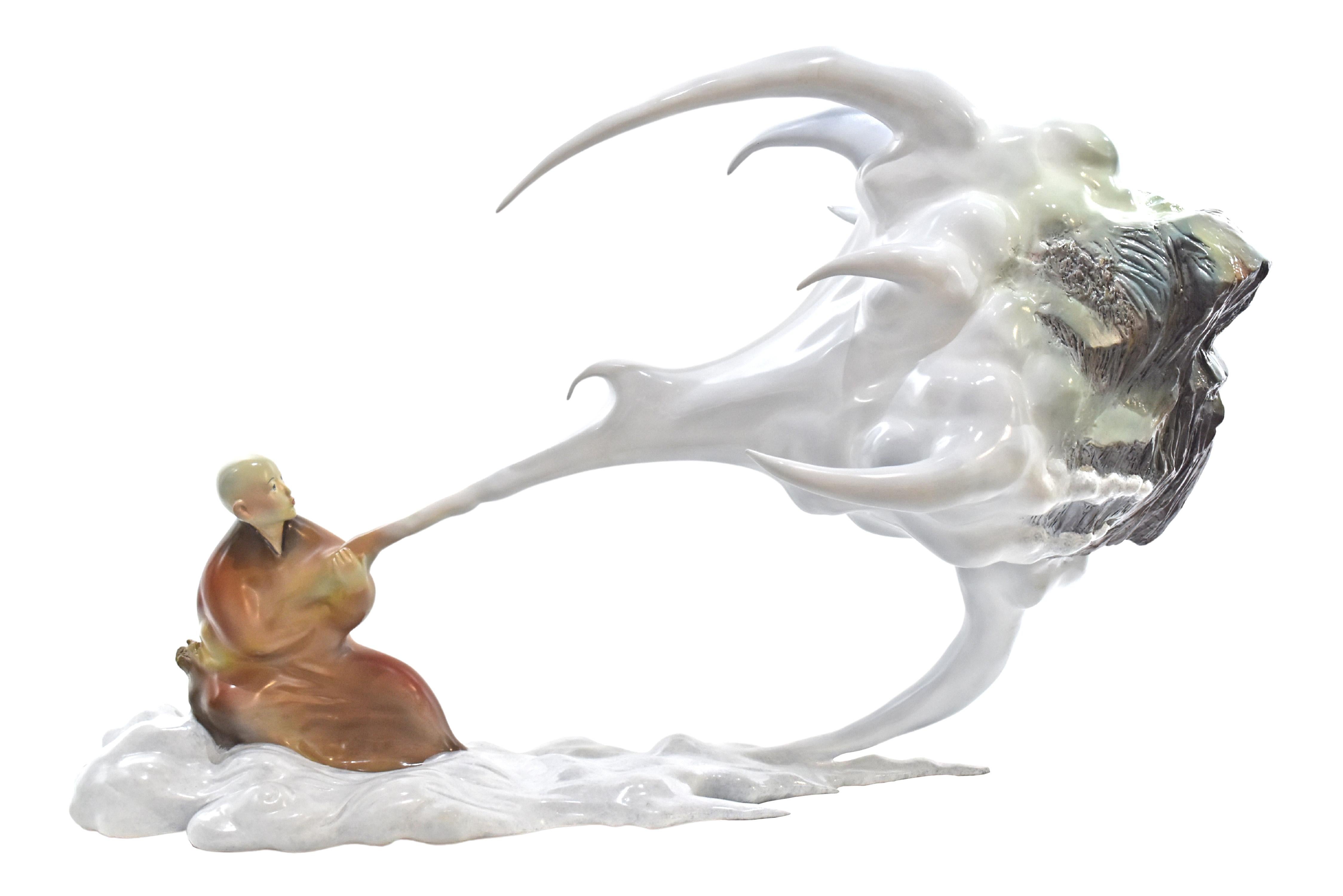 Lei Lei Still-Life Sculpture - Cloud, Action Figurative Scholar Shooting, Calm, Impression Serenity, In Stock