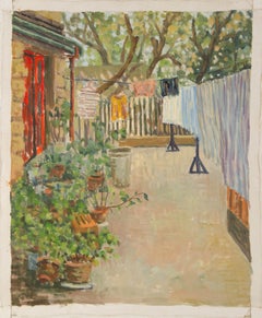 Lei Wang Landscape Original Oil On Canvas "Backyard Garden"